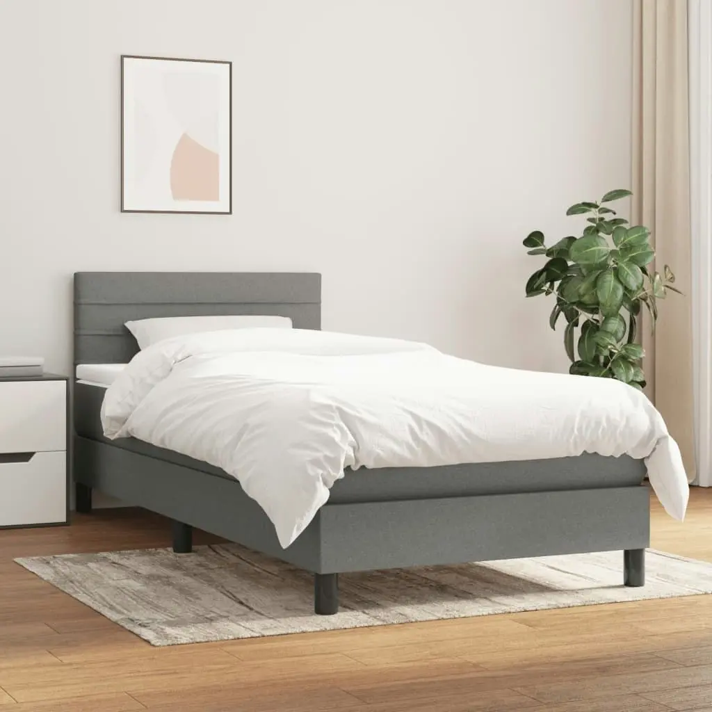 Box Spring Bed with Mattress Dark Grey 100x200 cm Fabric 3189204