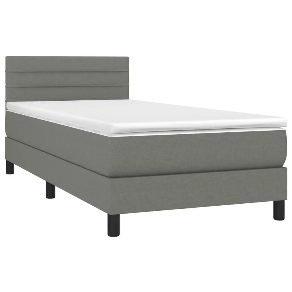 Box Spring Bed with Mattress Dark Grey 100x200 cm Fabric 3189204