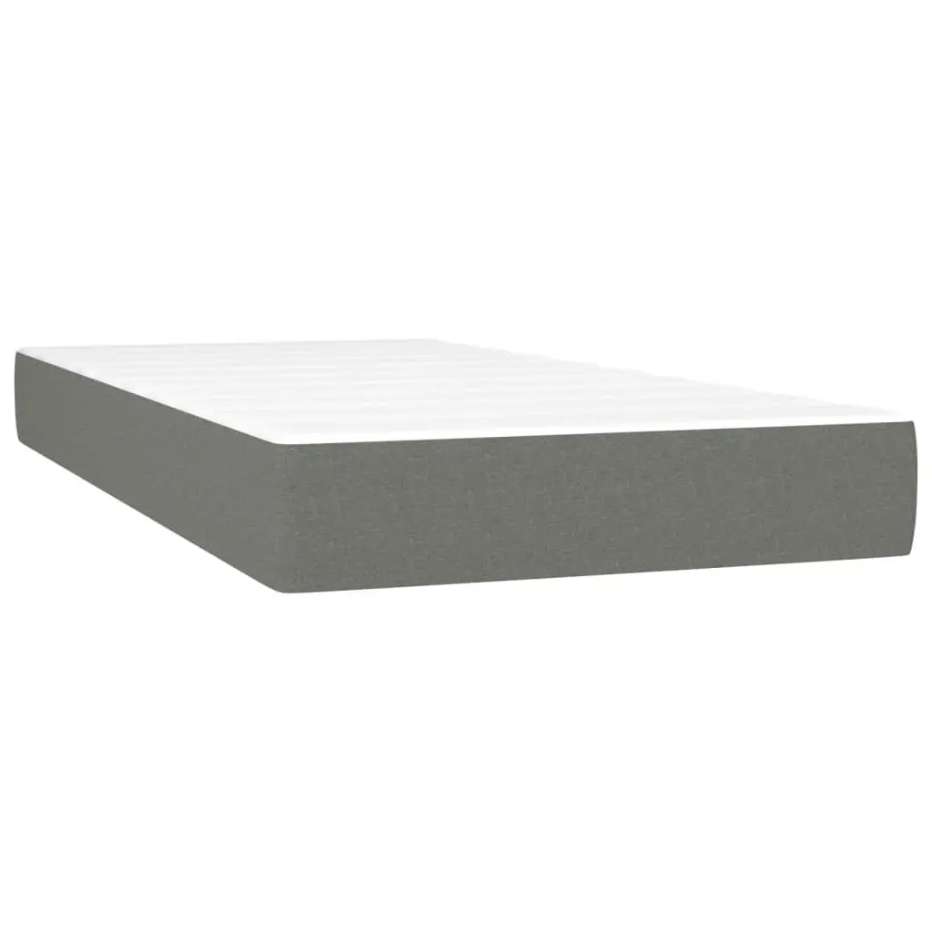 Box Spring Bed with Mattress Dark Grey 106x203 cm King Single Size Fabric 3145068