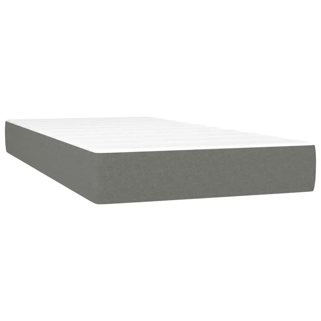 Box Spring Bed with Mattress Dark Grey 106x203 cm King Single Size Fabric 3145071