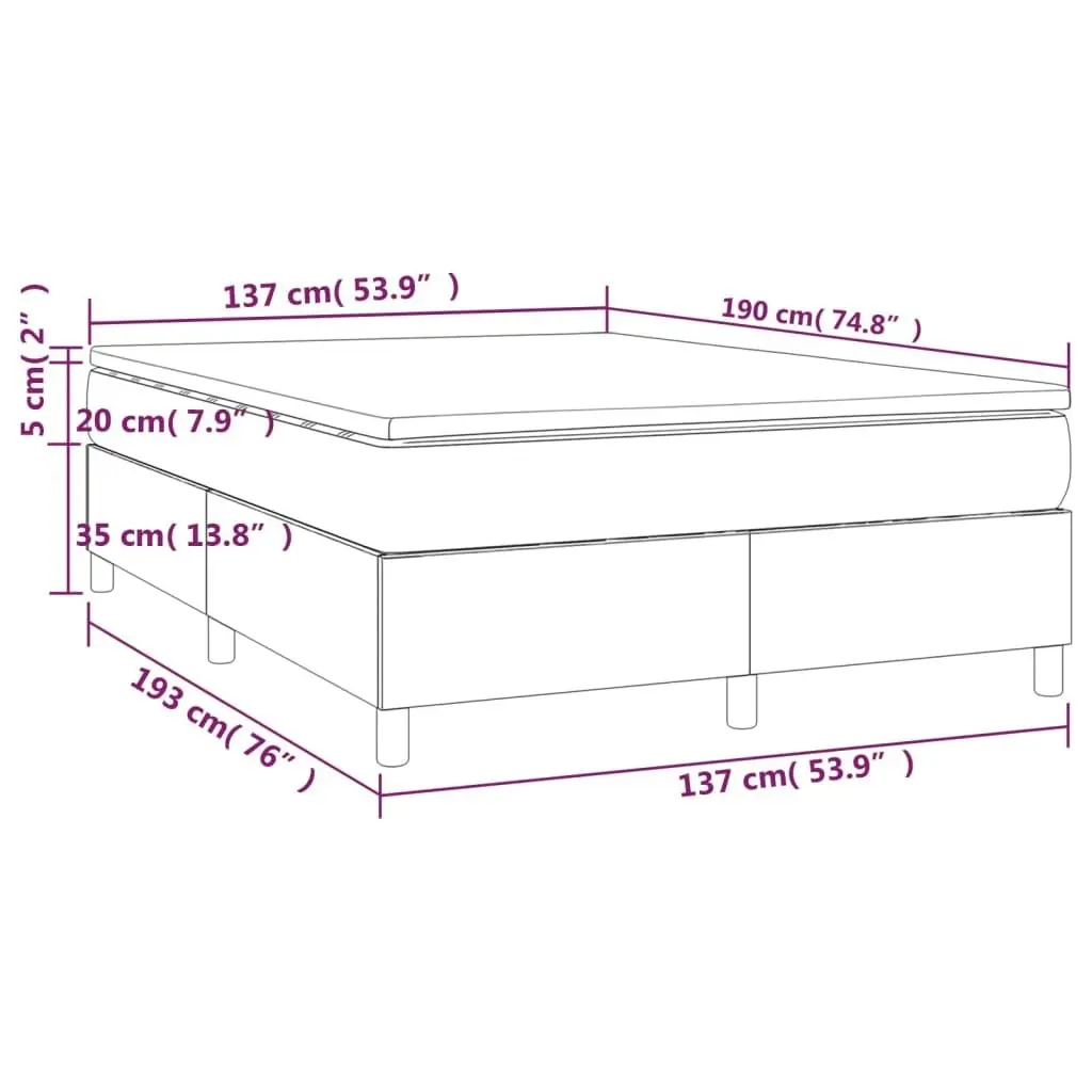 Box Spring Bed with Mattress Dark Grey 137x187 cm Double Size Fabric 3144462