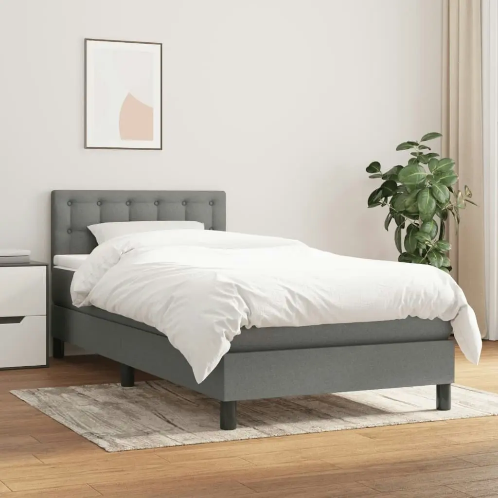 Box Spring Bed with Mattress Dark Grey 100x200 cm Fabric 3189207