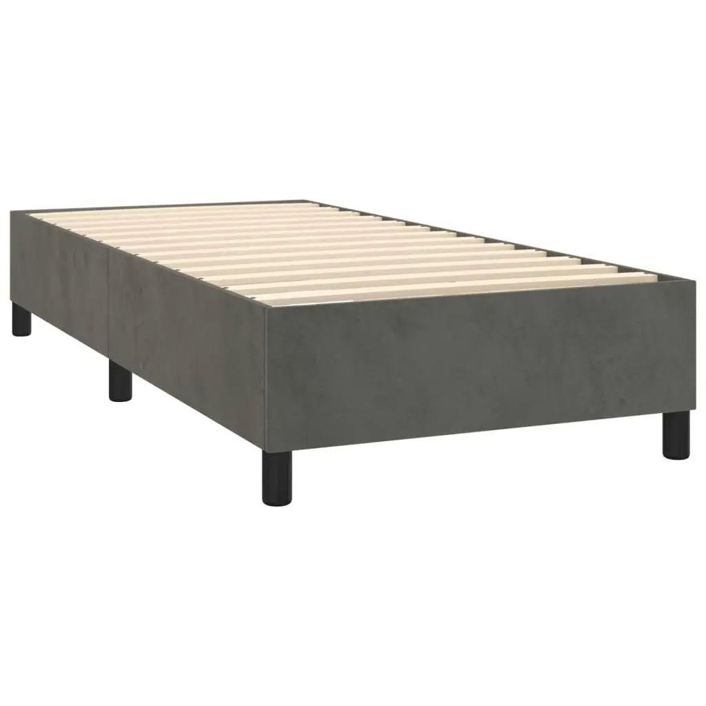 Box Spring Bed with Mattress Dark Grey 106x203 cm King Single Size Velvet 3145092