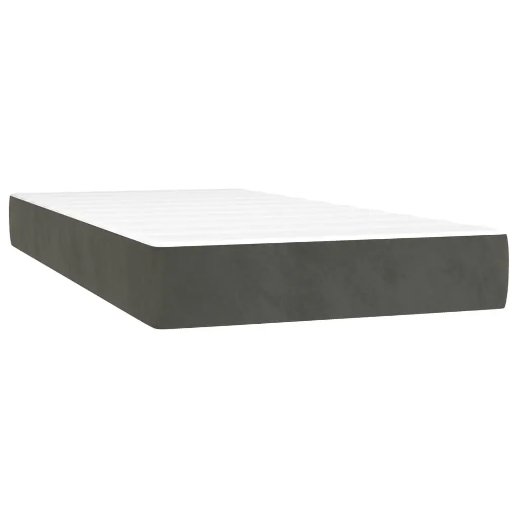 Box Spring Bed with Mattress Dark Grey 106x203 cm King Single Size Velvet 3145092