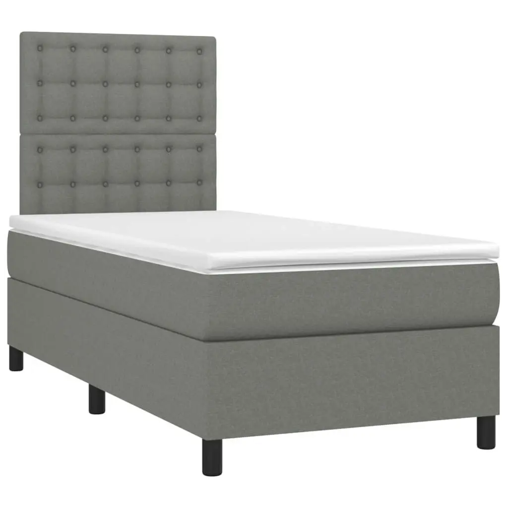 Box Spring Bed with Mattress Dark Grey 106x203 cm King Single Size Fabric 3145080