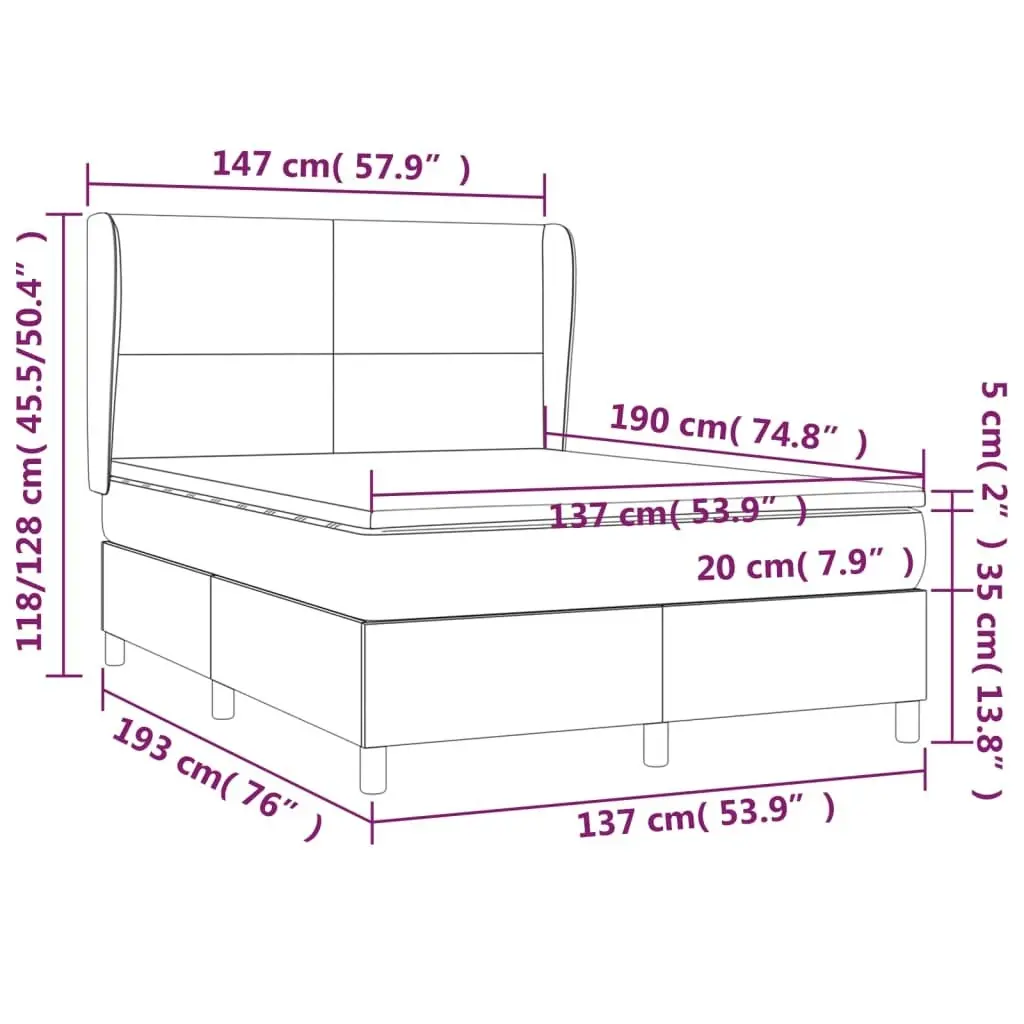 Box Spring Bed with Mattress Dark Grey 137x187 cm Double Size Fabric 3145111