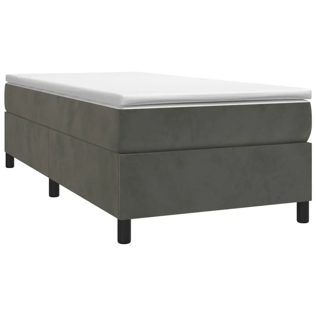 Box Spring Bed with Mattress Dark Grey 106x203 cm King Single Size Velvet 3144723