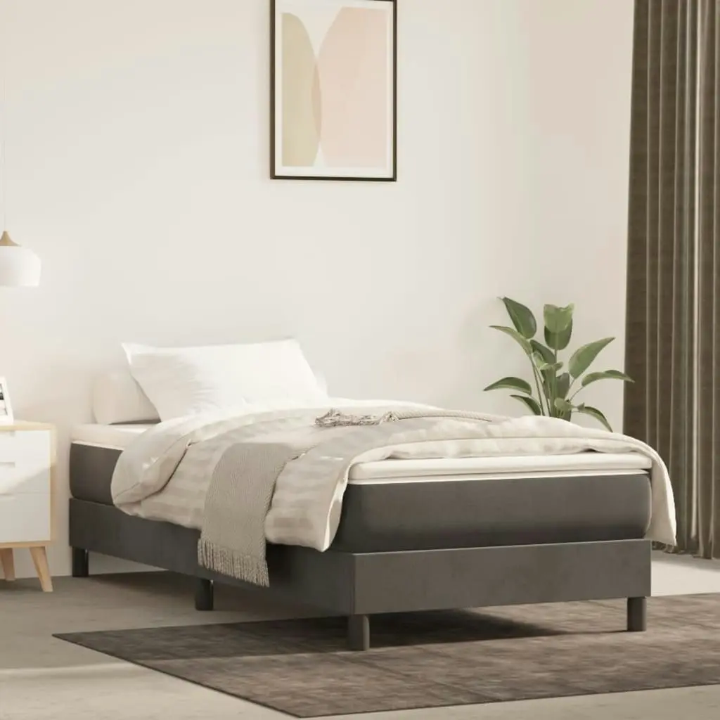 Box Spring Bed with Mattress Dark Grey 100x200 cm Velvet 3189197