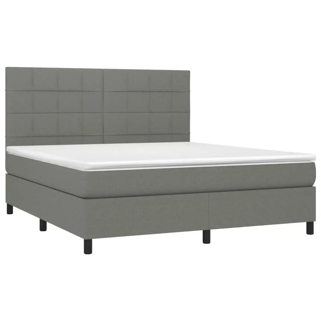 Box Spring Bed with Mattress Dark Grey 153x203 cm Queen Size Fabric 3145067