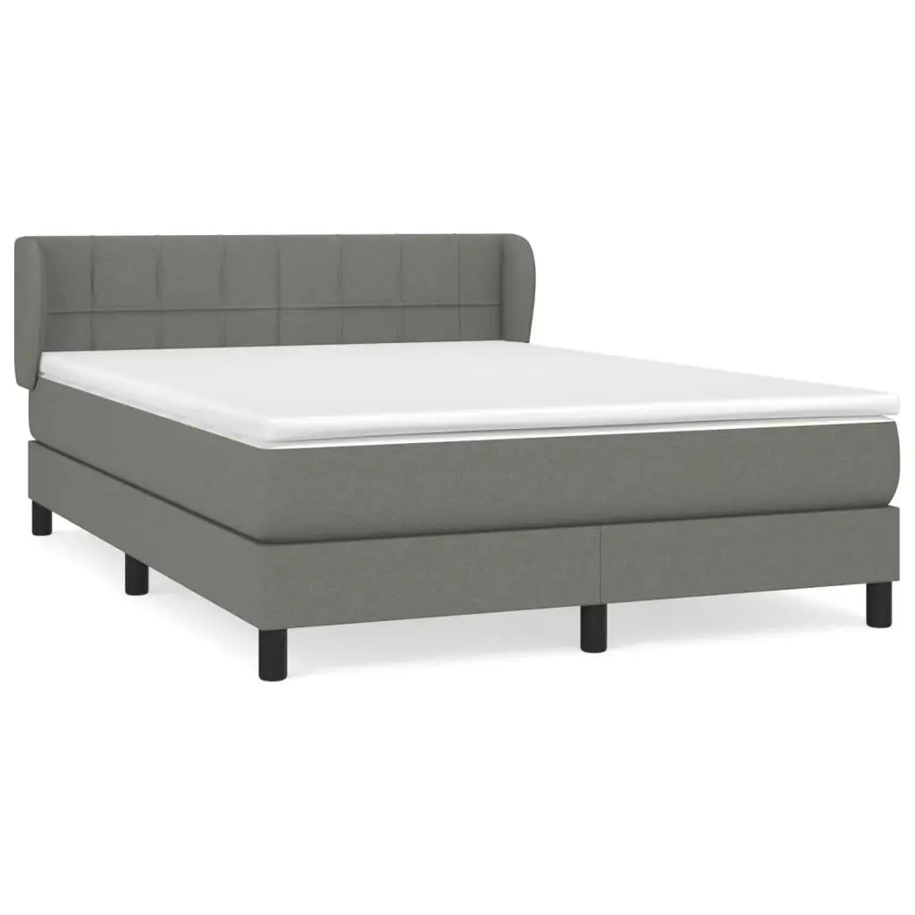 Box Spring Bed with Mattress Dark Grey 137x187 cm Double Size Fabric 3283339