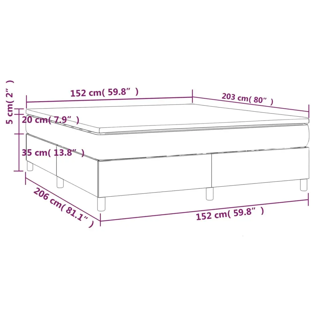 Box Spring Bed with Mattress Dark Grey 153x203 cm Queen Size Fabric 3144465