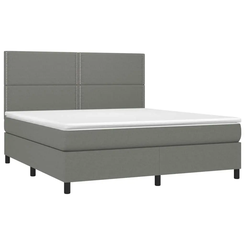 Box Spring Bed with Mattress Dark Grey 153x203 cm Queen Size Fabric 3145064