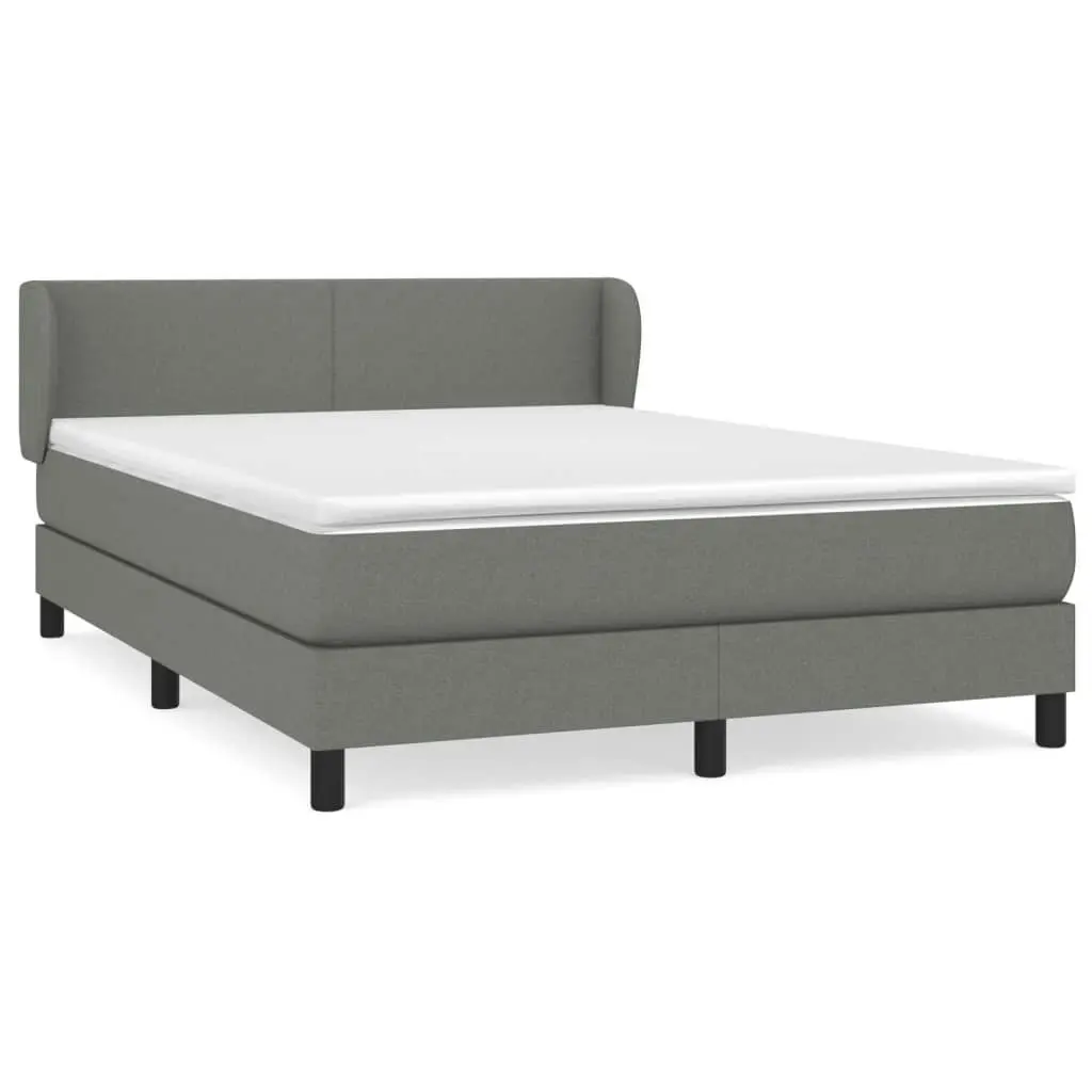 Box Spring Bed with Mattress Dark Grey 137x187 cm Double Size Fabric 3283335