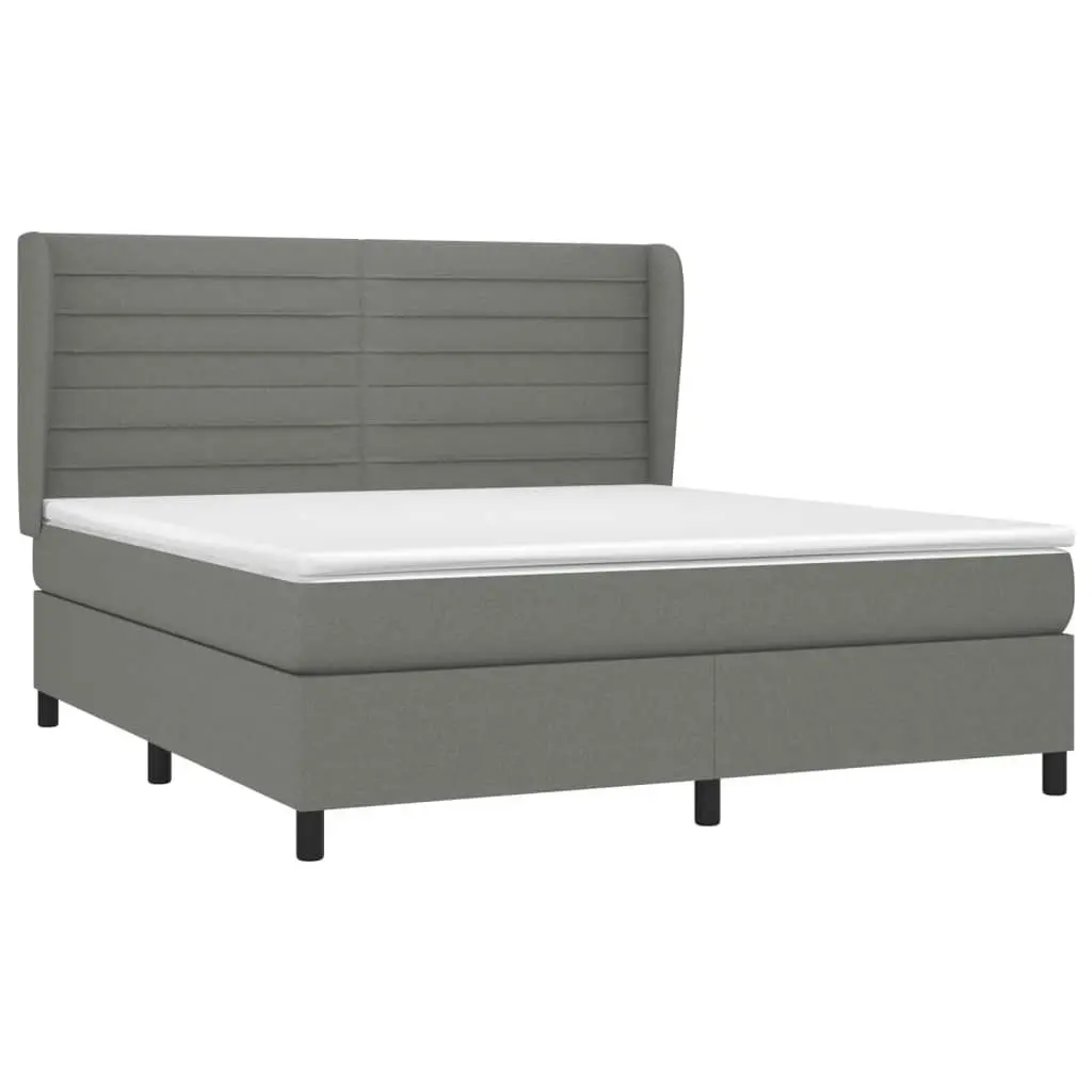 Box Spring Bed with Mattress Dark Grey 153x203 cm Queen Size Fabric 3145121