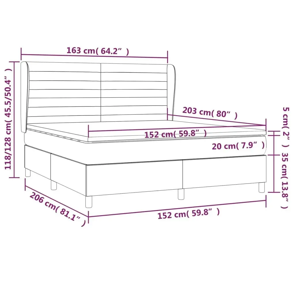 Box Spring Bed with Mattress Dark Grey 153x203 cm Queen Size Fabric 3145121