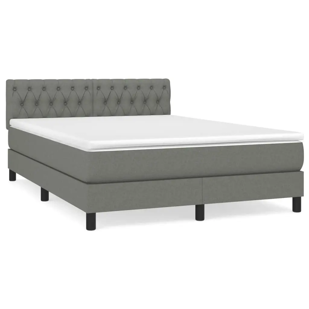 Box Spring Bed with Mattress Dark Grey 153x203 cm Queen Size Fabric 3283200