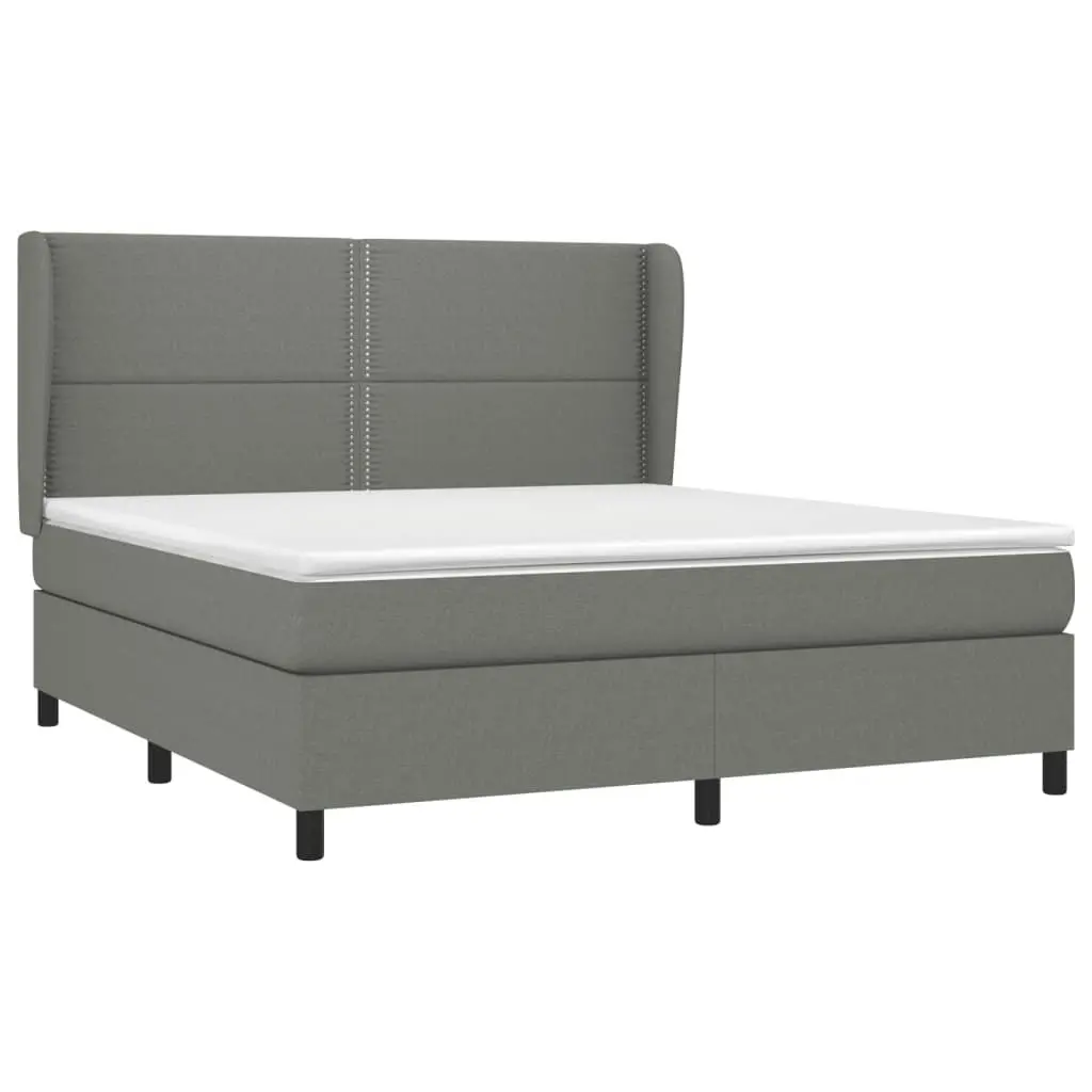 Box Spring Bed with Mattress Dark Grey 153x203 cm Queen Size Fabric 3145115