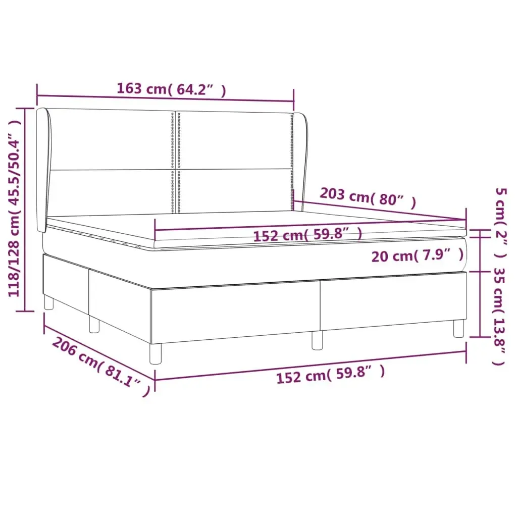 Box Spring Bed with Mattress Dark Grey 153x203 cm Queen Size Fabric 3145115