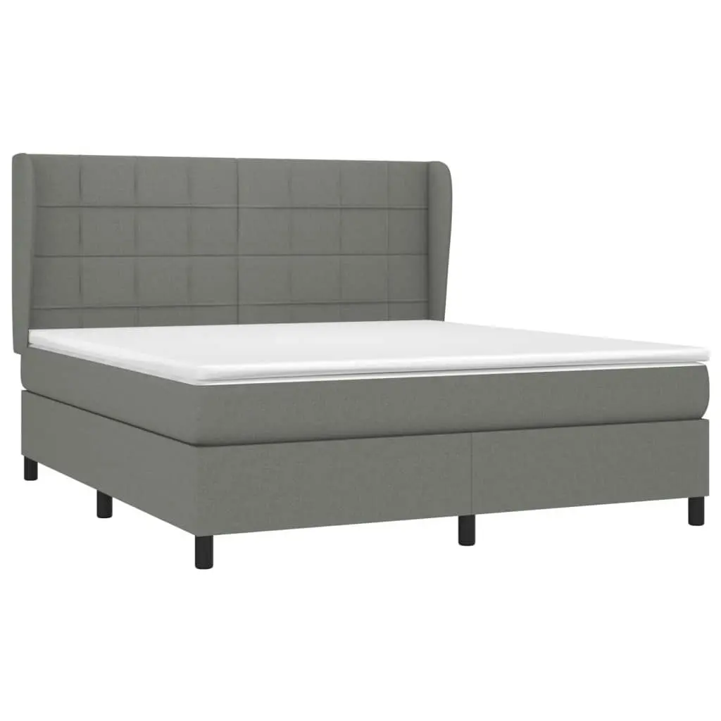 Box Spring Bed with Mattress Dark Grey 153x203 cm Queen Size Fabric 3145118