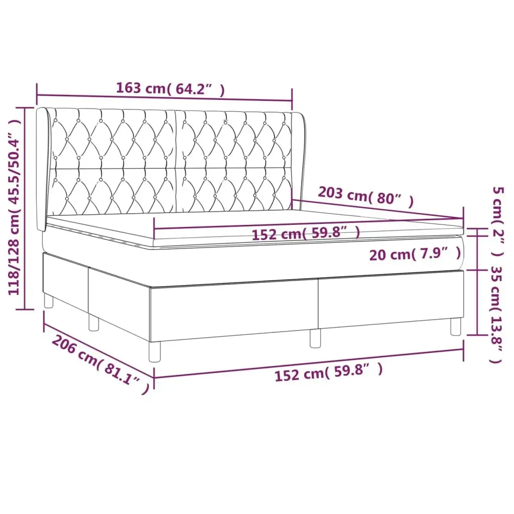 Box Spring Bed with Mattress Dark Grey 153x203 cm Queen Size Fabric 3145127