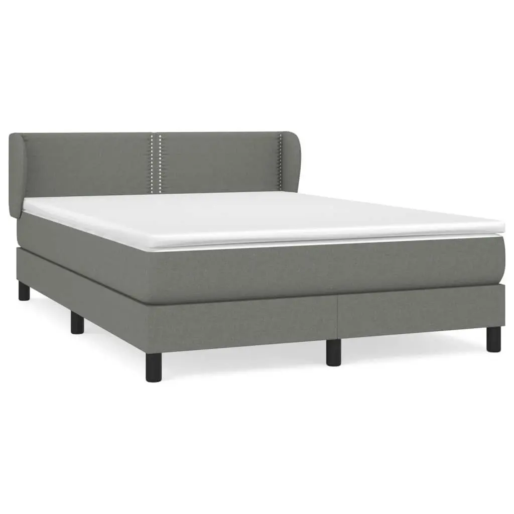 Box Spring Bed with Mattress Dark Grey 153x203 cm Queen Size Fabric 3283351