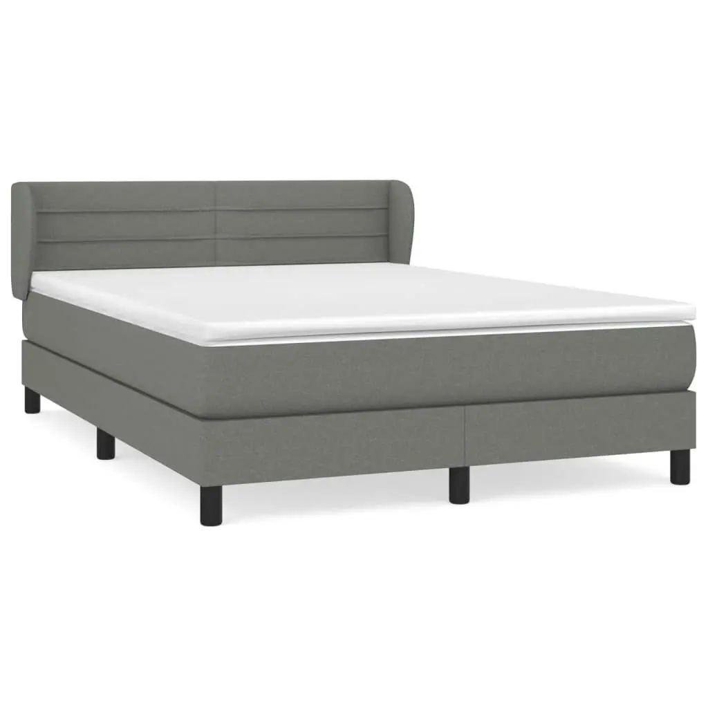 Box Spring Bed with Mattress Dark Grey 153x203 cm Queen Size Fabric 3283355