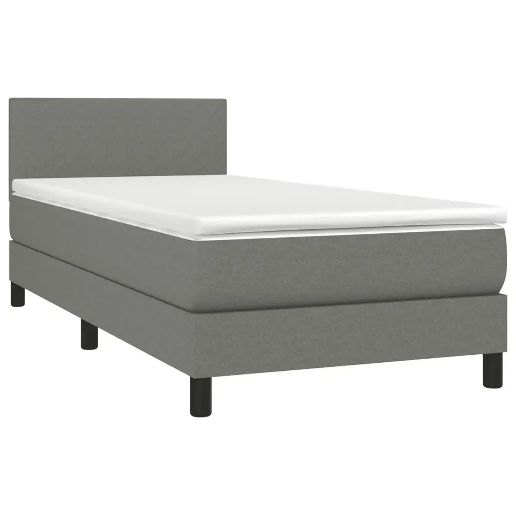 Box Spring Bed with Mattress&LED Dark Grey 100x200cm Fabric 3189211