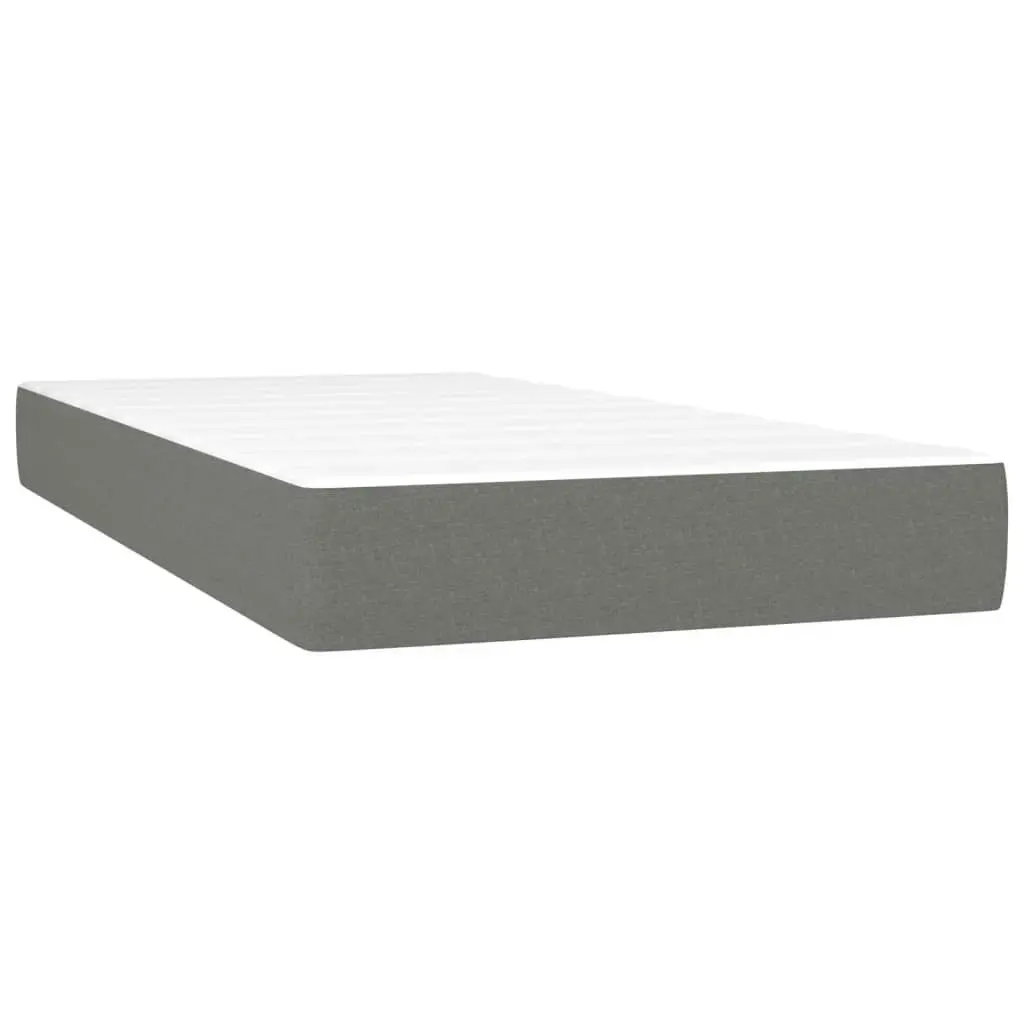 Box Spring Bed with Mattress&LED Dark Grey 100x200cm Fabric 3189214