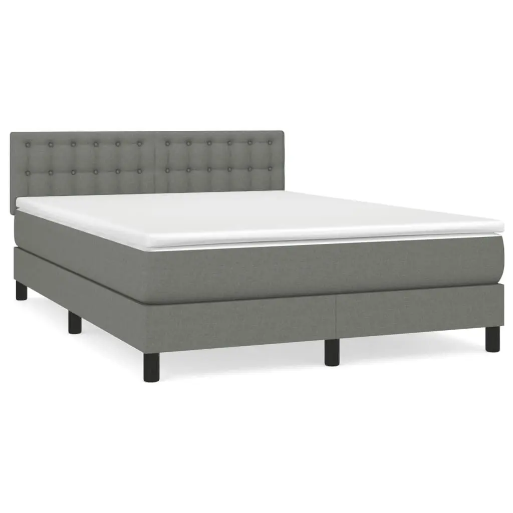 Box Spring Bed with Mattress Dark Grey 153x203 cm Queen Size Fabric 3283202