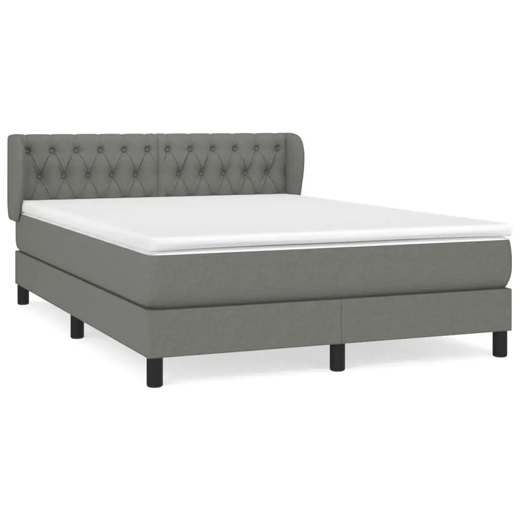 Box Spring Bed with Mattress Dark Grey 153x203 cm Queen Size Fabric 3283359