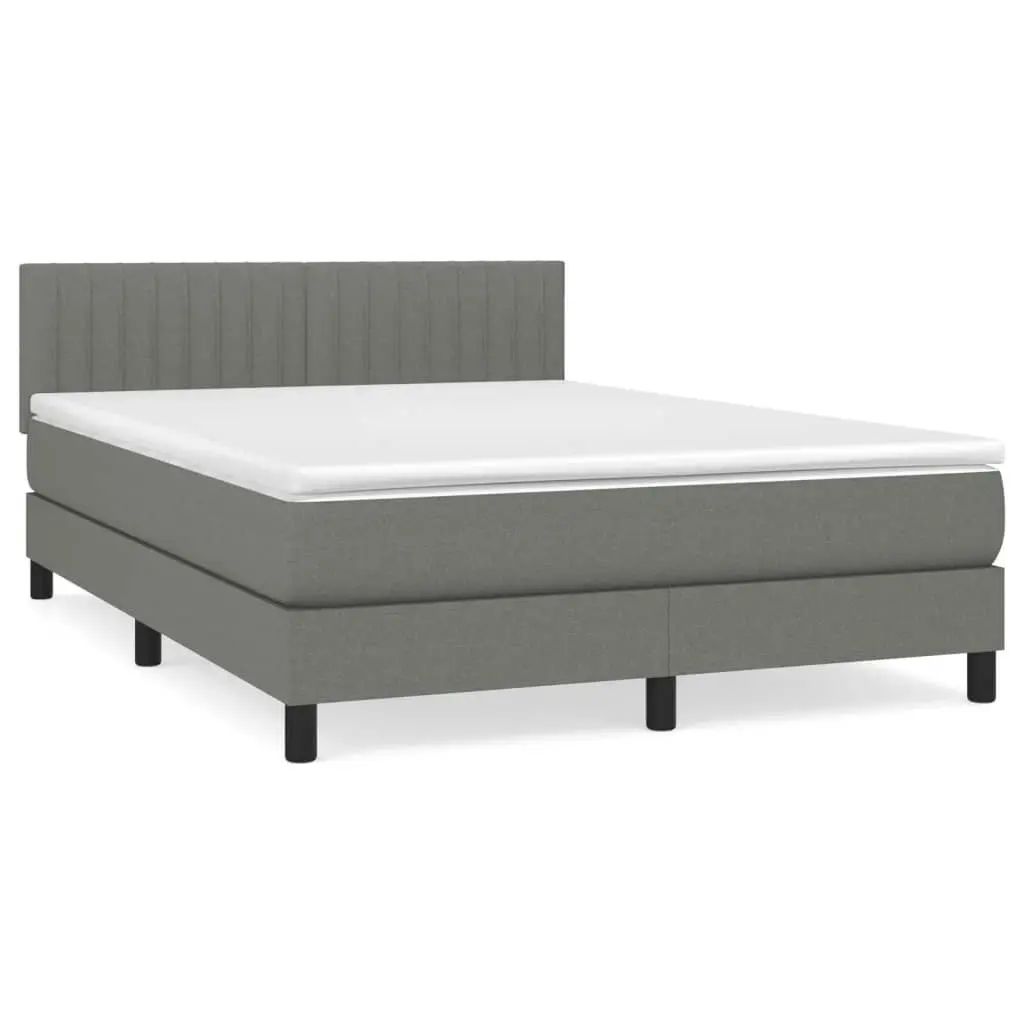 Box Spring Bed with Mattress Dark Grey 153x203 cm Queen Size Fabric 3283198