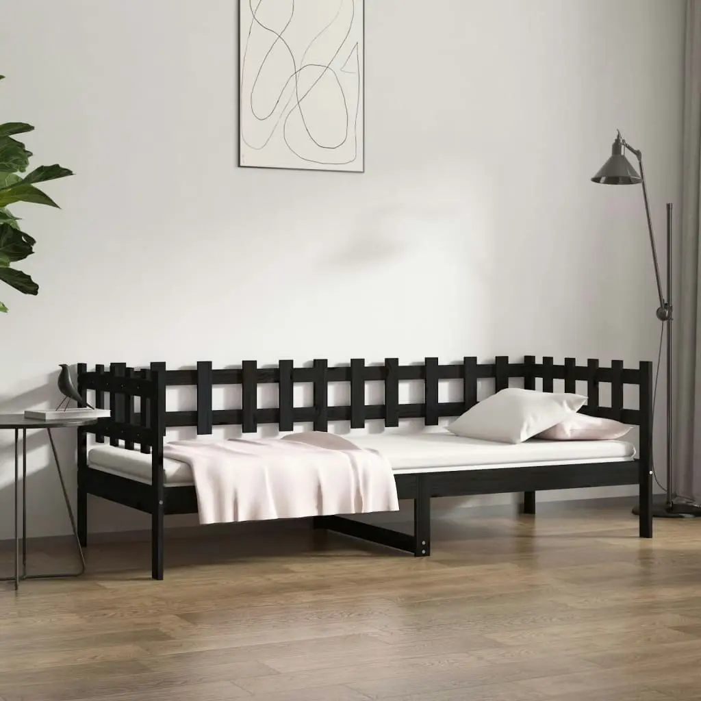 Day Bed Black 92x187 cm Single Size Solid Wood Pine 820765