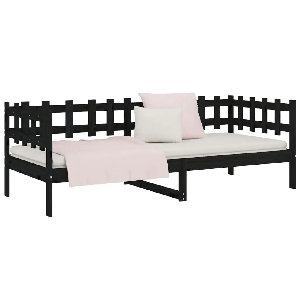 Day Bed Black 92x187 cm Single Size Solid Wood Pine 820765