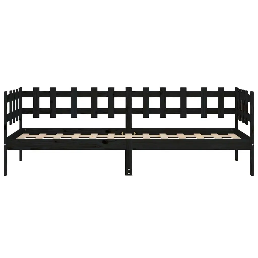 Day Bed Black 92x187 cm Single Size Solid Wood Pine 820765