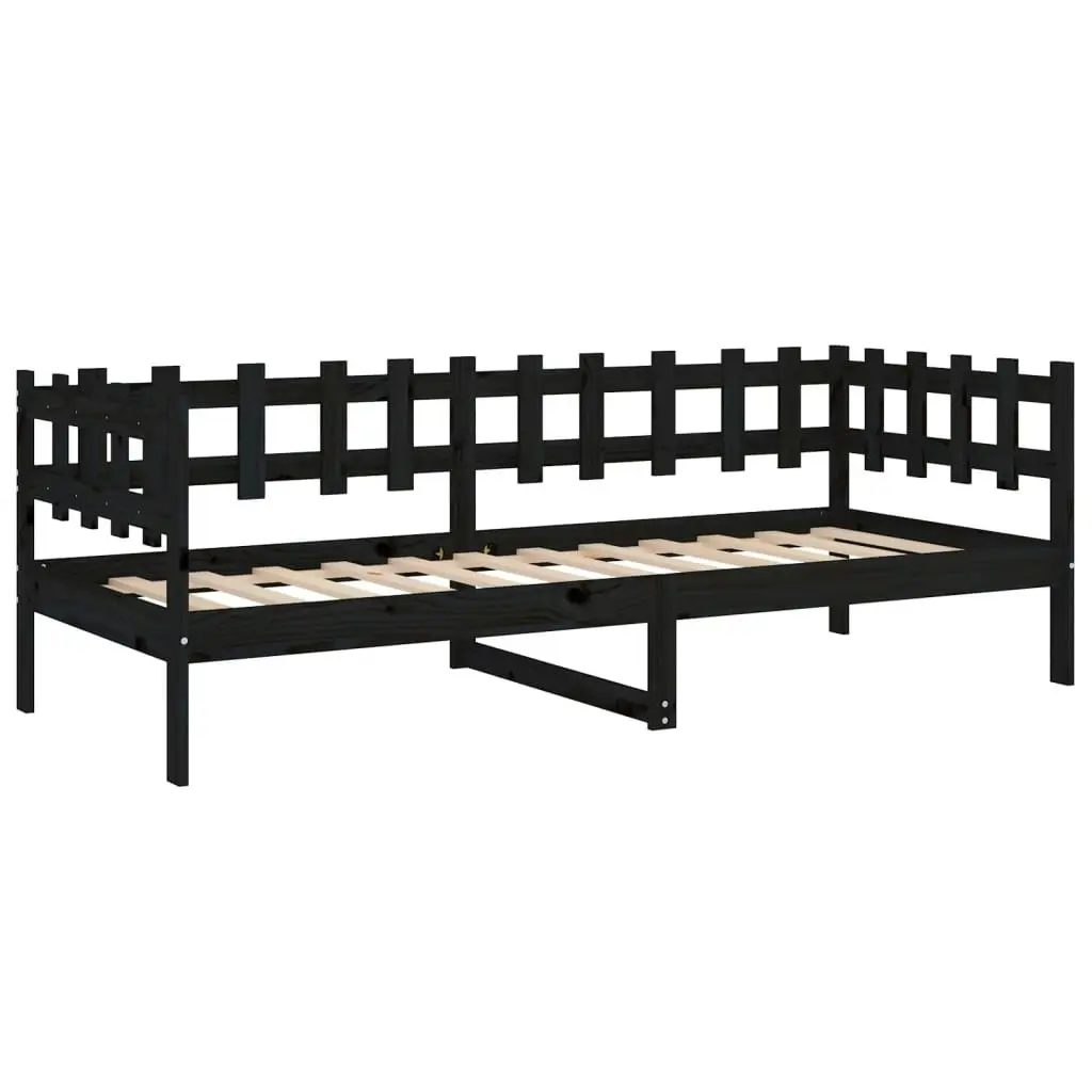 Day Bed Black 92x187 cm Single Size Solid Wood Pine 820765