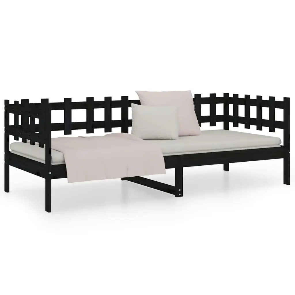 Day Bed Black 92x187 cm Single Size Solid Wood Pine 820765