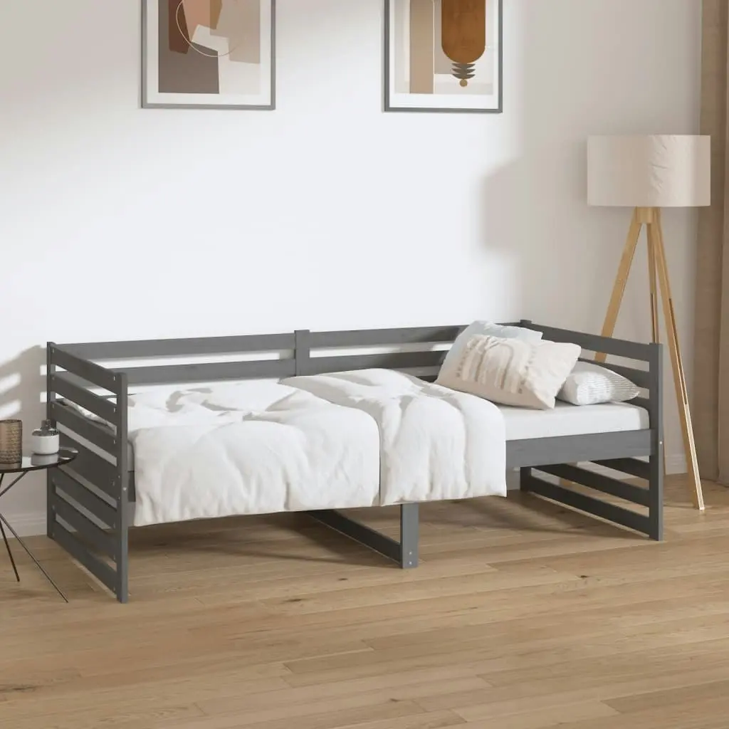 Day Bed Grey 92x187 cm Single Size Solid Wood Pine 814651