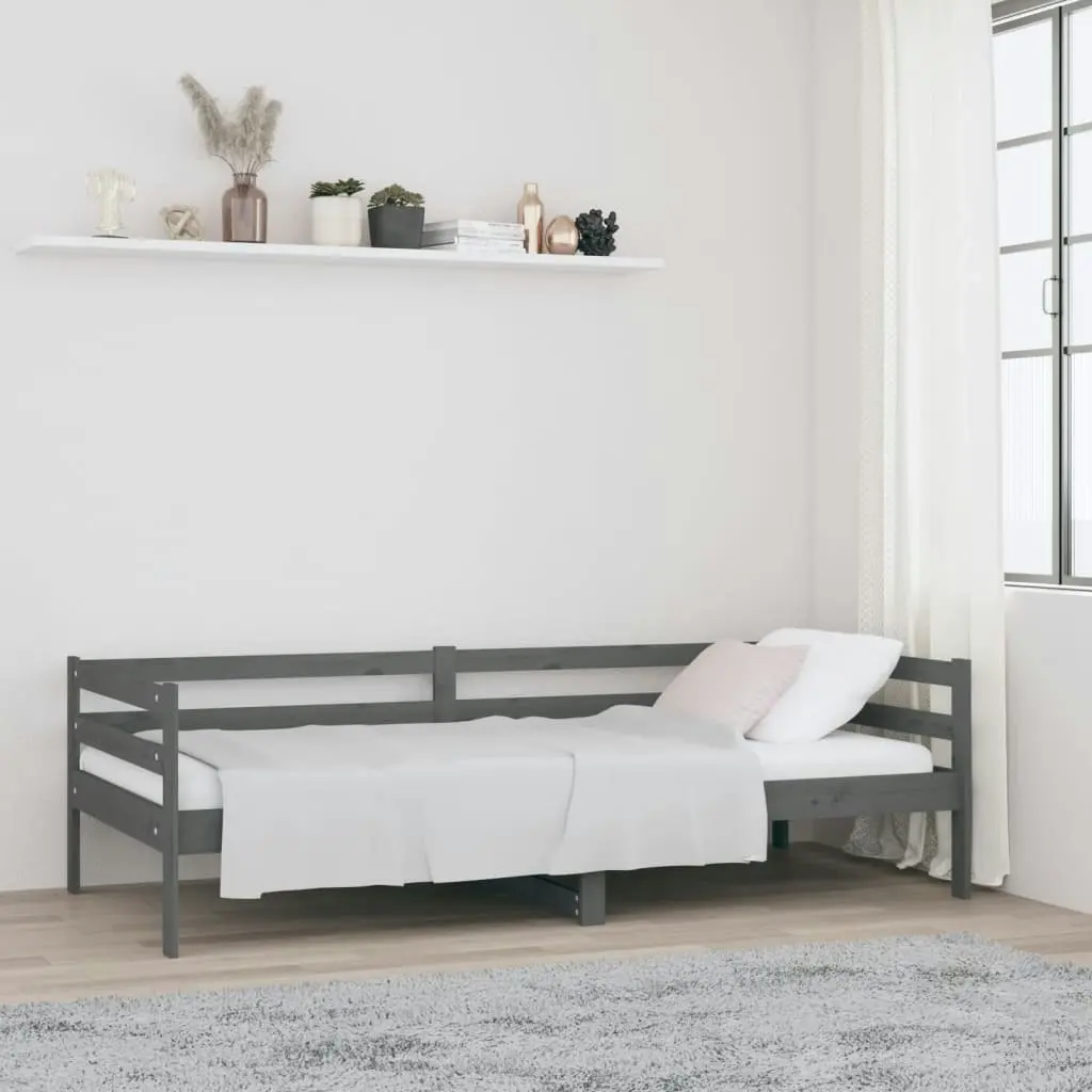 Day Bed Grey 92x187 cm Single Size Solid Wood Pine 814636