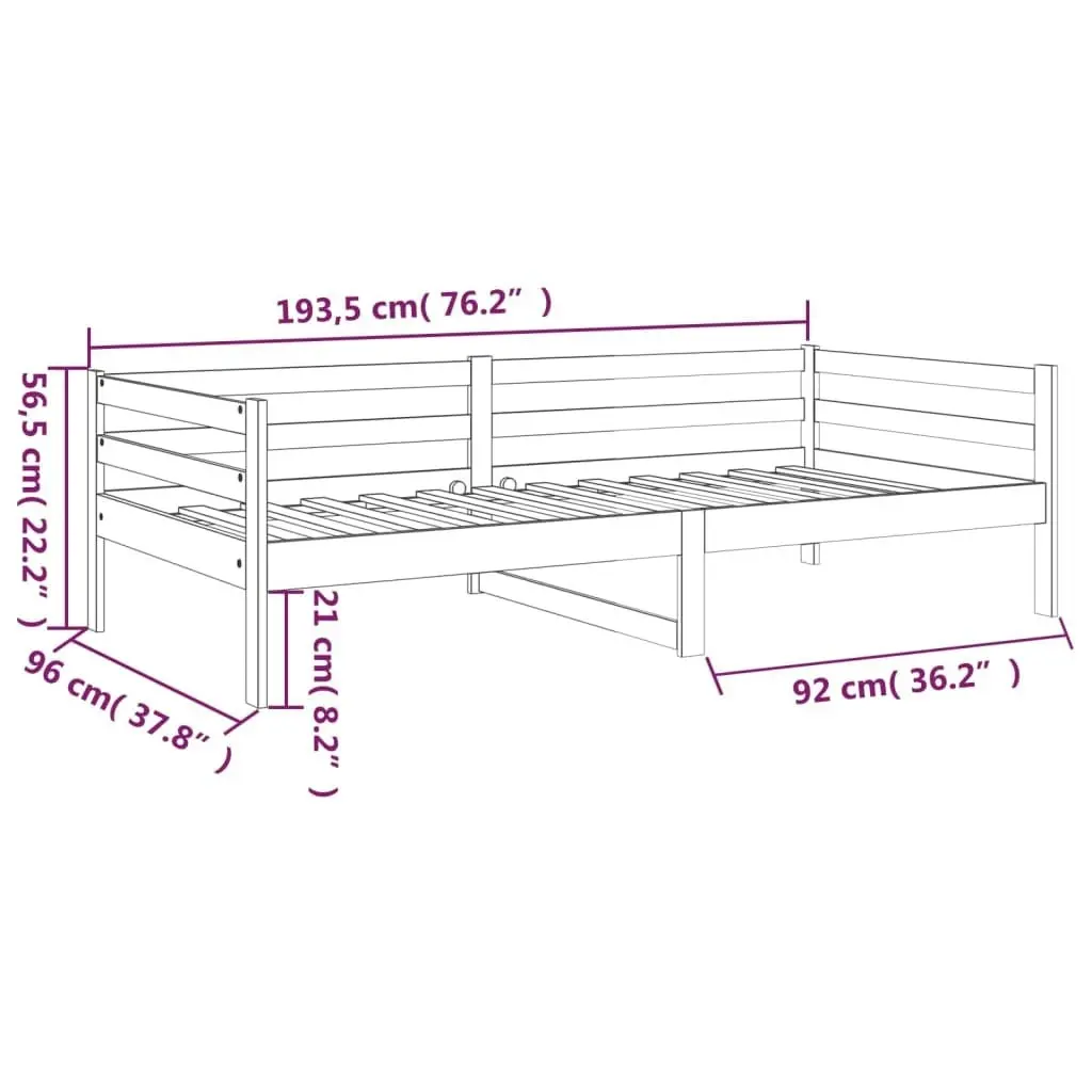 Day Bed Grey 92x187 cm Single Size Solid Wood Pine 814636