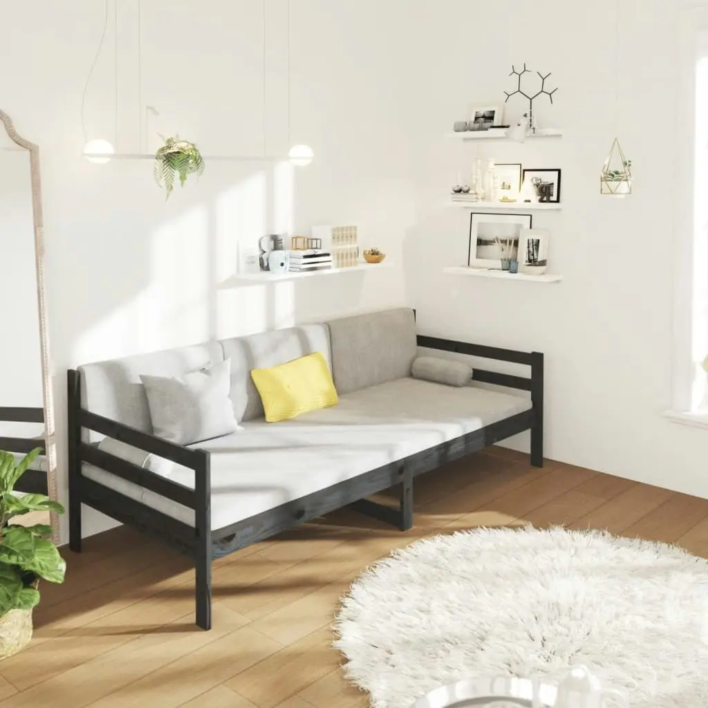 Day Bed without Mattress Black 90x190 cm Solid Wood Pine 814643