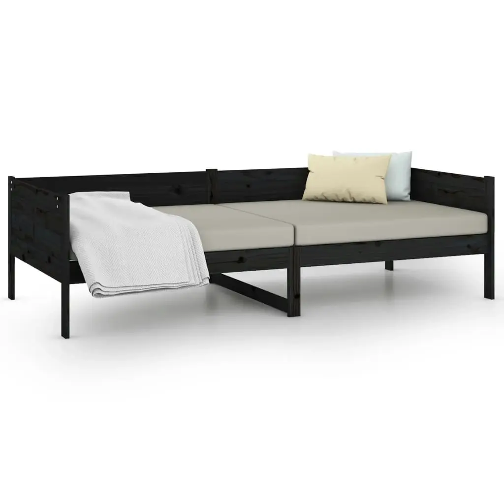 Day Bed without Mattress Black Solid Wood Pine 90x190 cm 820251