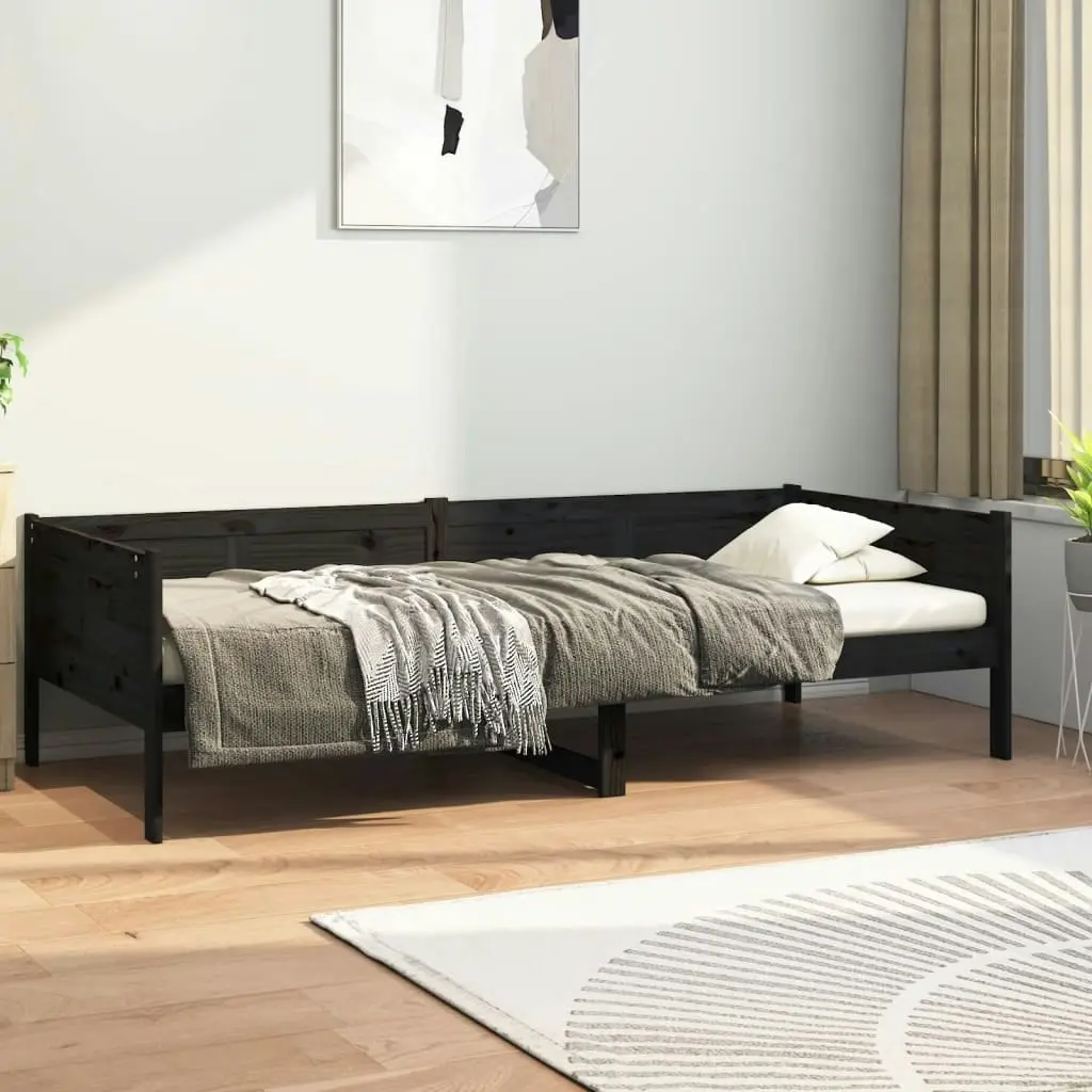 Day Bed without Mattress Black Solid Wood Pine 90x190 cm 820251