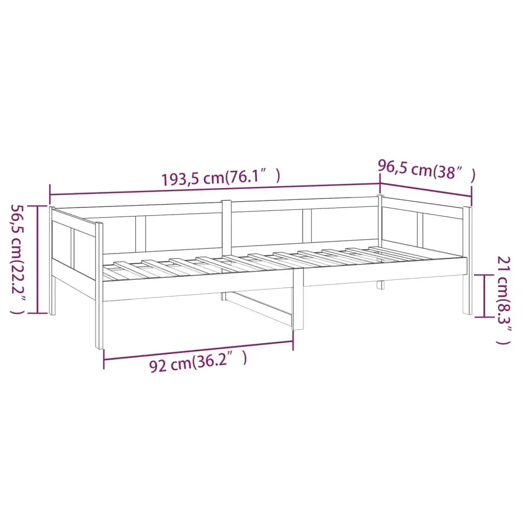 Day Bed without Mattress Black Solid Wood Pine 90x190 cm 820251