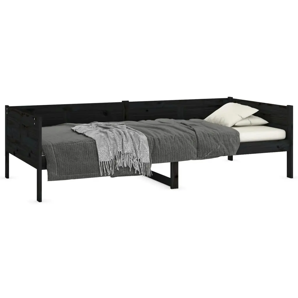 Day Bed without Mattress Black Solid Wood Pine 90x190 cm 820251