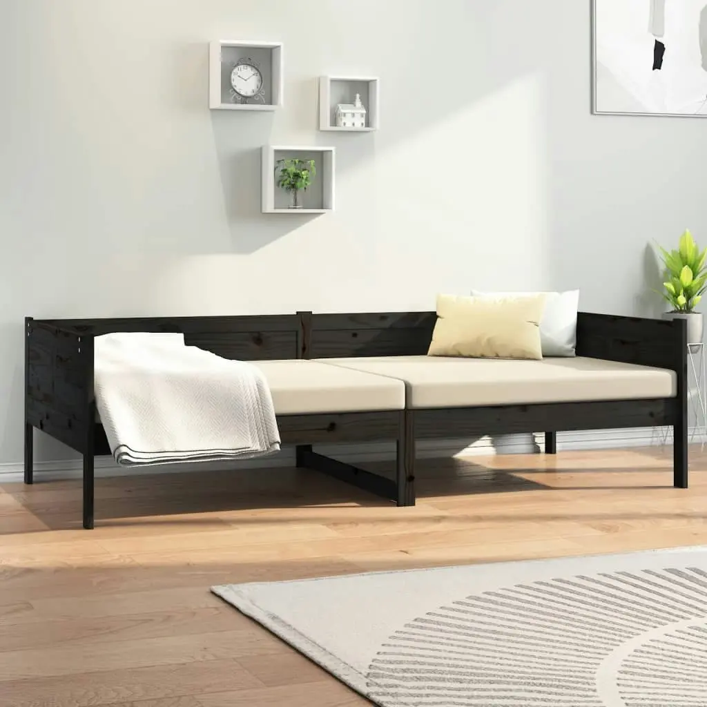 Day Bed without Mattress Black Solid Wood Pine 90x190 cm 820251