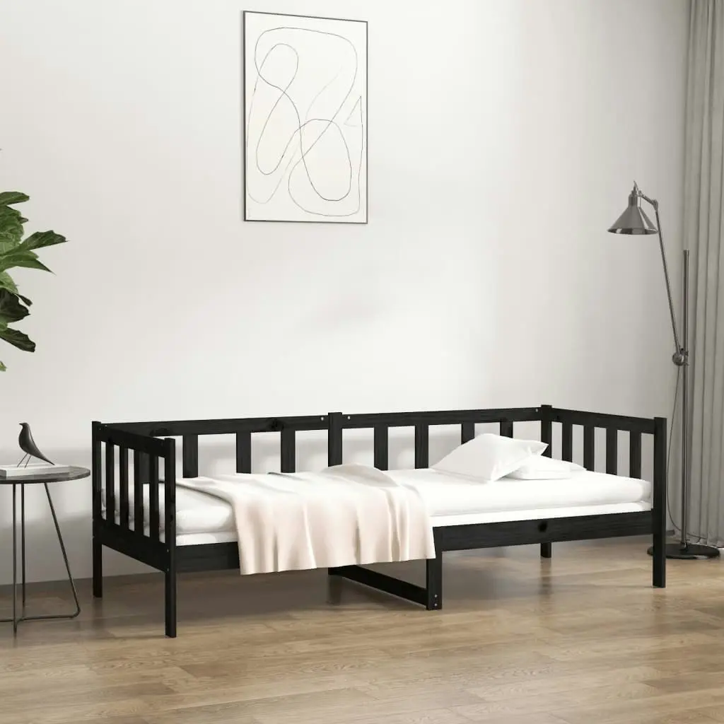 Day Bed without Mattress Black 90x190 cm Solid Wood Pine 814648