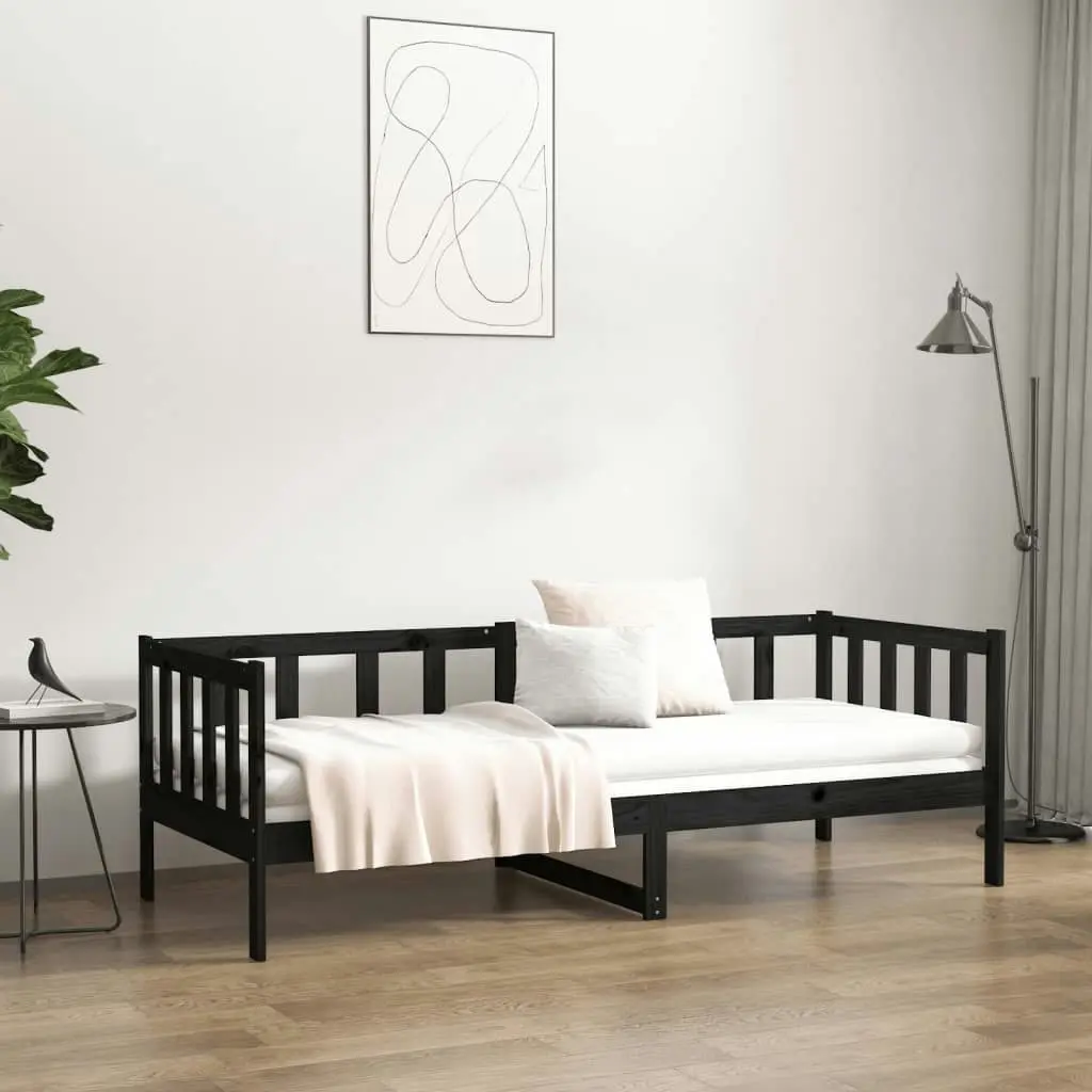 Day Bed without Mattress Black 90x190 cm Solid Wood Pine 814648