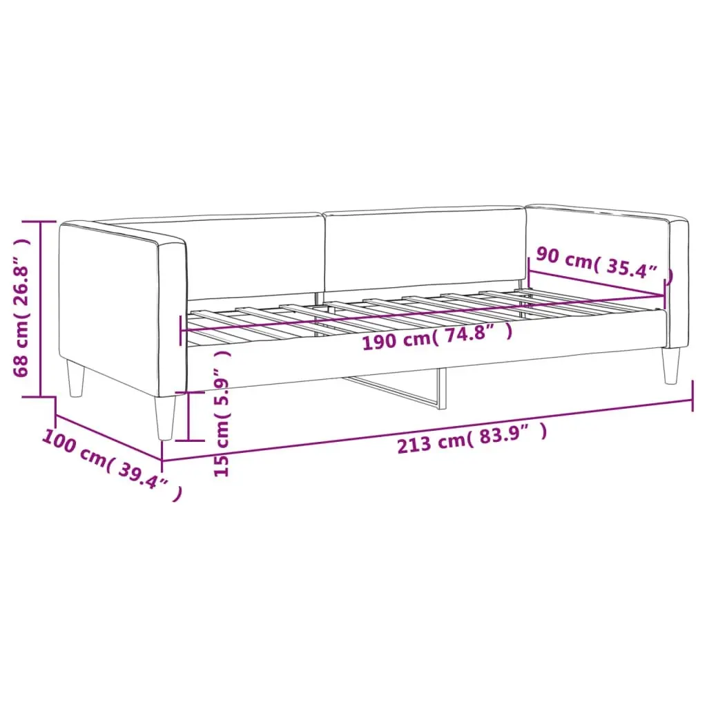 Day Bed without Mattress Light Grey 90x190 cm Fabric 353993