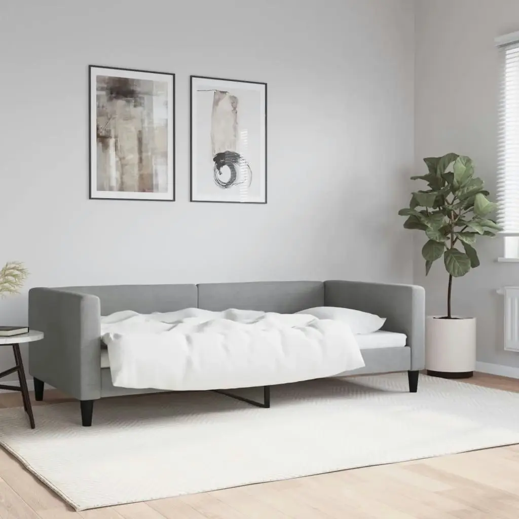 Day Bed without Mattress Light Grey 90x190 cm Fabric 353993