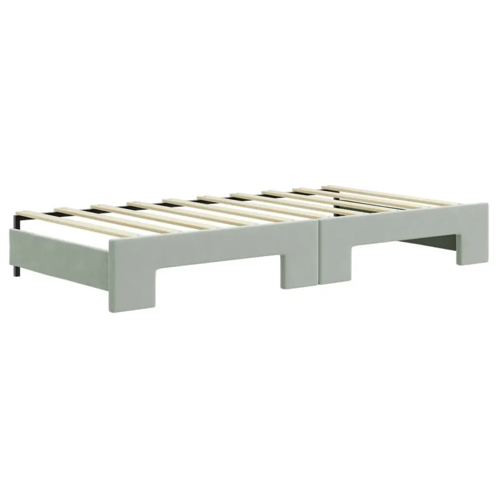 Daybed with Trundle&Drawers without Mattress Light Grey 90x190 cm 3197124